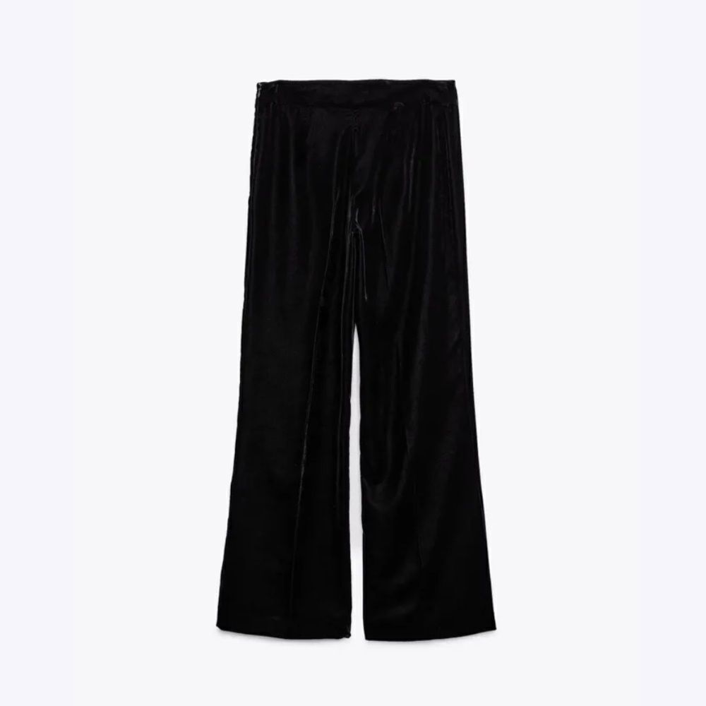 ZARA‎ FLARED VELVET PANTS SIDE ZIPPER SZ S NWT